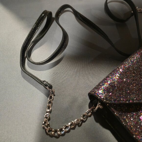 Nine West Envelope Crossbody w/ Snap Close - Silver, Black & Multi Color Sequins - Picture 5 of 11